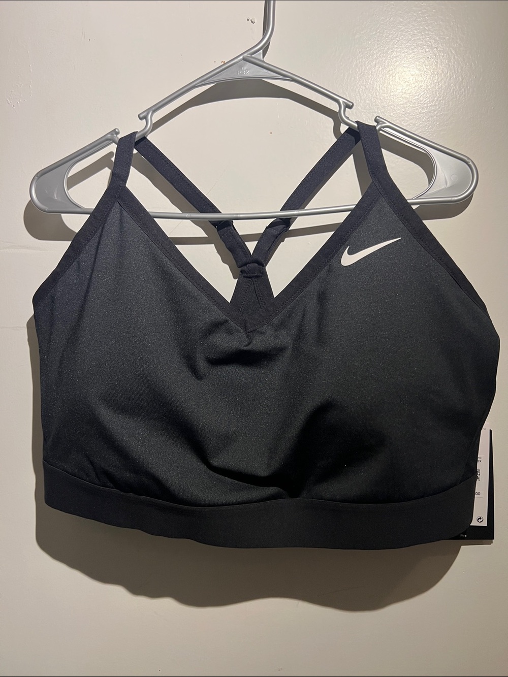 Nike Black Strappy V‑Neck Sports Bra with Swoosh